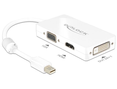 Delock Adapter mini Displayport 1.1-dugós csatlakozó > VGA / HDMI / DVI passzív fehér (62630)