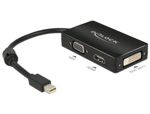 Delock Adapter mini Displayport 1.1-dugós csatlakozó > VGA / HDMI / DVI passzív fekete