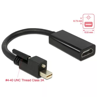   Delock Adapter mini Displayport 1.2-dugós csatlakozó csavarral > HDMI-csatlakozóhüvely 4K aktív feke (62640)