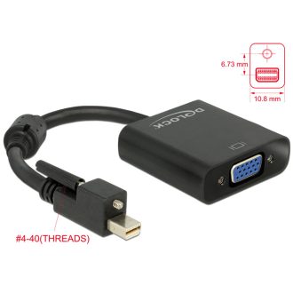   Delock Adapter mini Displayport 1.2-dugós csatlakozó csavarral > VGA-csatlakozóhüvely fekete (62641)