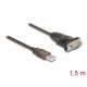 Delock Adapter A-típusú USB 2.0 - 1 x soros RS-232 D-Sub 9 tűs apa anyacsavarokkal 1,5 m (62645)