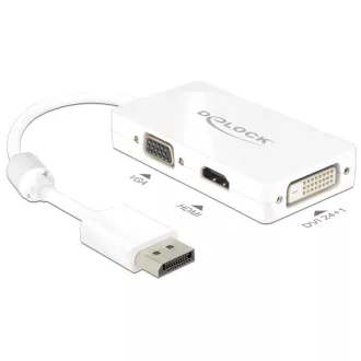   Delock Adapter Displayport 1.1-dugós csatlakozó > VGA / HDMI / DVI-csatlakozóhüvely passzív fehér (62655)
