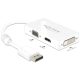 Delock Adapter Displayport 1.1-dugós csatlakozó > VGA / HDMI / DVI-csatlakozóhüvely passzív fehér