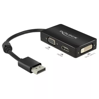   Delock Adapter Displayport 1.1-dugós csatlakozó > VGA / HDMI / DVI-csatlakozóhüvely passzív fekete (62656)