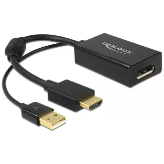   Delock Adapter HDMI-A-dugós csatlakozó > Displayport 1.2-csatlakozóhüvely fekete (62667)