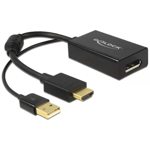 Delock Adapter HDMI-A-dugós csatlakozó > Displayport 1.2-csatlakozóhüvely fekete (62667)