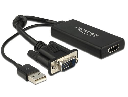 Delock VGA HDMI adapter audió funkcióval fekete (62668)