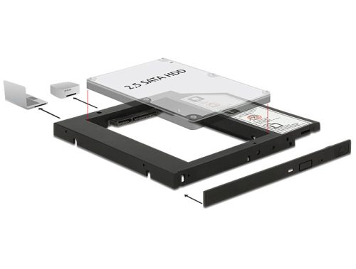 Delock Vékony kialakítású SATA 5.25 -es keret 1 x 2.5 -es SATA HDD-hez (62669)