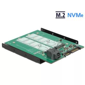   Delock 3.5 -os SATA-átalakító 22 tűs / SFF-8643 NVMe > 1 x M.2 NGFF M aljzat + 1 x M.2 NGFF B aljzat (62704)