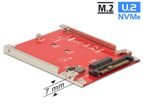 Delock 2.5  átalakító U.2 SFF-8639 > M.2 NVMe M aljzat - 7 mm (62725)