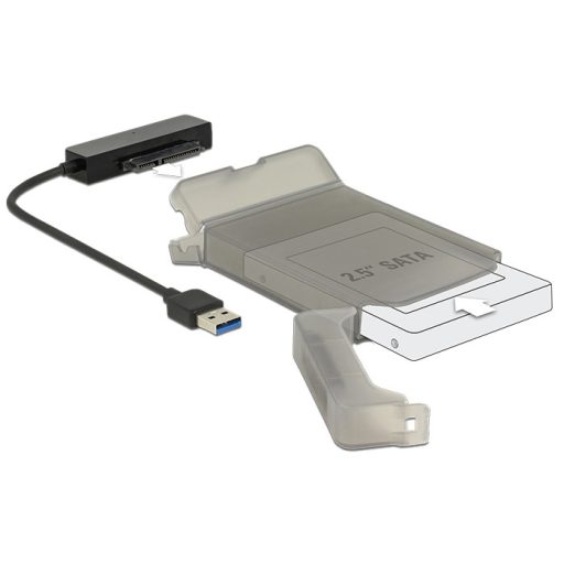 Delock Átalakító USB 3.0-s, A-típusú csatlakozódugó > SATA 6 Gb/s 22 tűs, 2.5 -os védőburkolattal (62742)