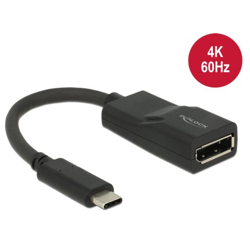 Delock Adapter USB Type-C csatlakozódugóval > Displayport csatlakozóhüvellyel (DP váltakozó mód) 4K (62748)