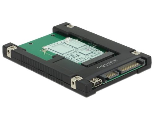 Delock 2.5 -os SATA-átalakító, 22 tus / USB 2.0 Mini-B típusú > 1 x mSATA / Mini PCIe-nyílás (62853)
