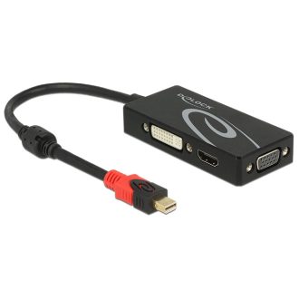   Delock Adapter mini Displayport 1.2-dugós csatlakozó > VGA / HDMI / DVI-csatlakozóhüvely 4K passzív (62855)