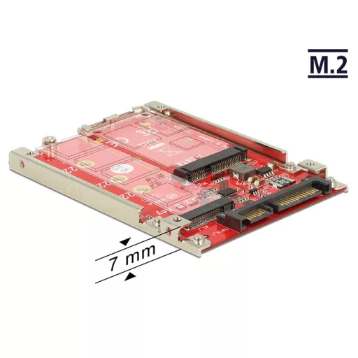 Delock 2.5 -os SATA-átalakító, 22 tus > M.2 / mSATA kerettel, 7 mm (62859)