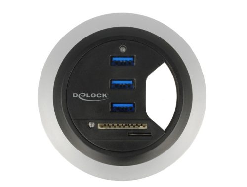 Delock 3 porttal + 2 nyílásos SD-kártyaolvasóval rendelkező asztali USB 3.0 elosztó (62869)