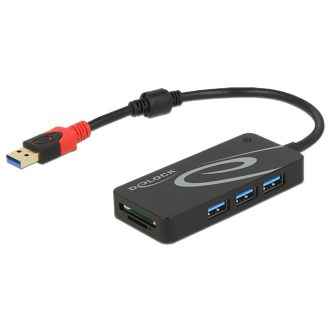   Delock Külso, USB 3.1-es, 1. generációs elosztó, USB A-típusú > 3 x USB A-típusú + két nyílással ren (62899)