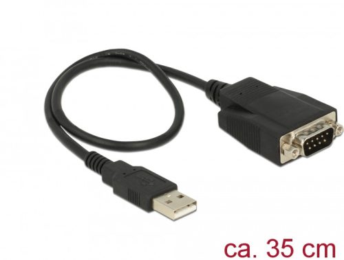 Delock Adapter USB 2.0 A-típusú dugó > 1 x soros RS-232 DB9 apa csavarokkal és csavaranyákkal elektr