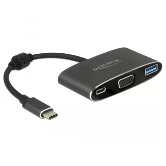   Delock Adapter USB Type-C  apa > VGA anya (DP Alt mód) + USB A-típusú + USB Type-C  PD (62992)