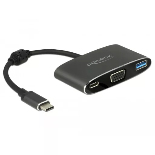 Delock Adapter USB Type-C  apa > VGA anya (DP Alt mód) + USB A-típusú + USB Type-C  PD (62992)