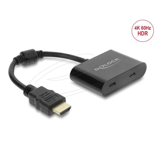 Delock Adapter HDMI-dugós csatlakozó - USB Type-C -csatlakozóhüvely (DP Alt Mode) 4K 60 Hz (63000)