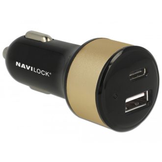   Navilock Autós töltő 1 x USB Type-C  + 1 x USB A-típusú (63069)