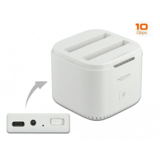 Delock USB Type-C  3.2 Dokkoló állomás 2 x 2.5  SATA HDD / SSD-hez klón funkcióval (63084)