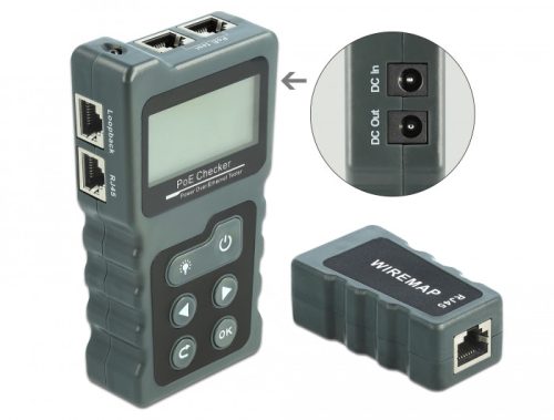 Delock LCD kábel tesztelő RJ45 / PoE / DC (63110)