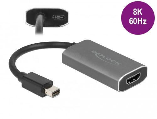 Delock Aktív mini DisplayPort 1.4 - HDMI adapter 8K HDR funkcióval