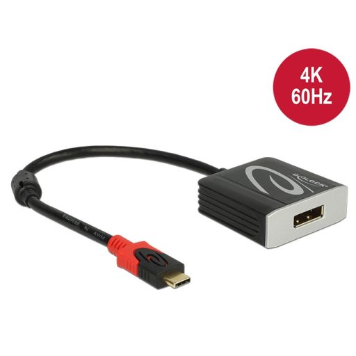 Delock Adapter USB Type-C csatlakozódugóval > Displayport csatlakozóhüvellyel (DP váltakozó mód) 4K (63312)