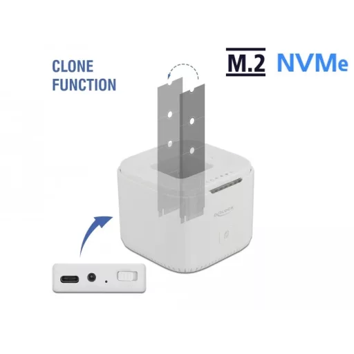 Delock M.2 dokkoló állomás 2 db. M.2 NVMe PCIe SSD-hez klón funkcióval (63331)