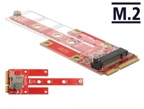 Delock Mini PCIe Átalakító > M.2 Kulcs B rés + Micro SIM rés