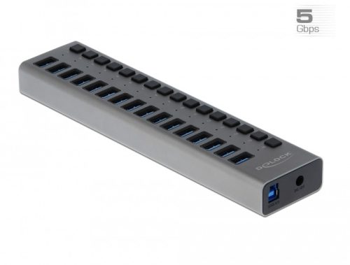 Delock Külső SuperSpeed USB hub 16 bemenettel és kapcsolóval (63739)