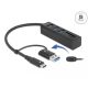 Delock 3 Port USB 3.2 Gen 1 Hub + SD és Micro SD kártyaolvasó USB Type-C  vagy A-típusú USB konnekto (63859)