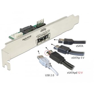   Delock Hátlapi lemez 1 x eSATApd 5 V / 12 V csatlakozóval (63921)