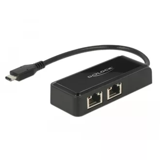   Delock Adapter SuperSpeed USB (USB 3.1 Gen 1) USB Type-C  csatlakozódugóval > 2 x Gigabit LAN 10/100 (63927)