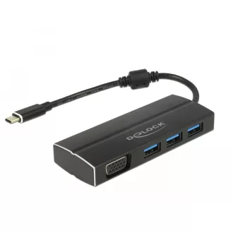   Delock USB 3.1 Gen 1 adapter USB Type-C tápfeszültségporttal, 3 x 3.0 A-típusú USB kapcsolódási pont (63932)