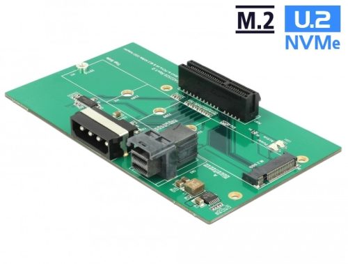 Delock U.2 SFF-8643 adapter PCIe x4 vagy M.2 M-kulcs nyílásokhoz fixáló alappal (63952)