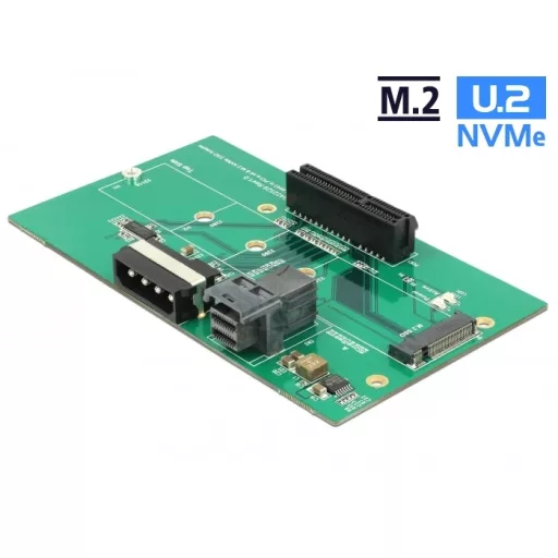 Delock U.2 SFF-8643 adapter PCIe x4 vagy M.2 M-kulcs nyílásokhoz fixáló alappal (63952)