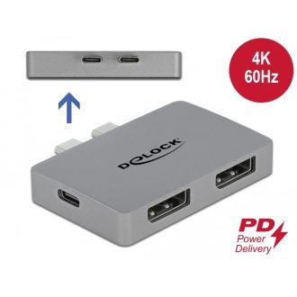   Delock Kettős DisplayPort adapter MacBook-hoz 4K 60 Hz és PD 3.0-s (64001)