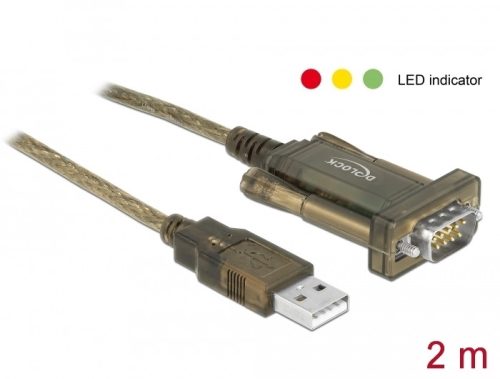 Delock Adapter, USB 2.0 A-típusú > 1 db soros DB9 RS-232