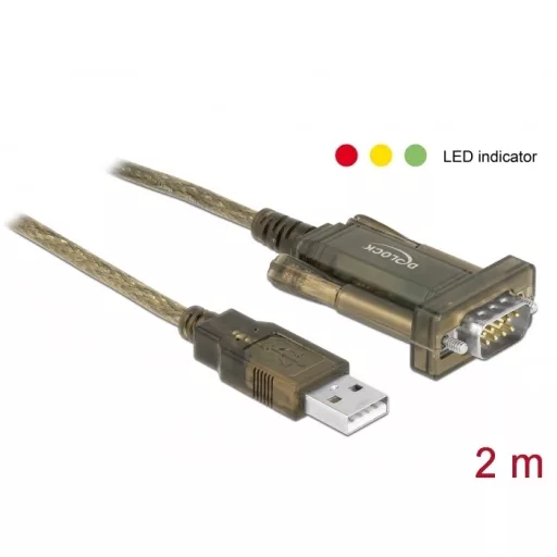 Delock Adapter, USB 2.0 A-típusú > 1 db soros DB9 RS-232 (64073)