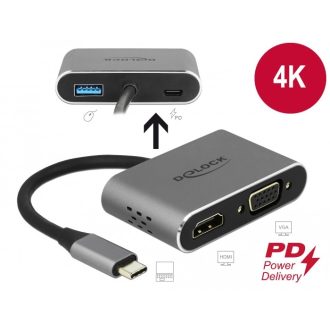   Delock USB Type-C adapter HDMI-hez és VGA-hoz 3.0 USB portal és PD-val (64074)
