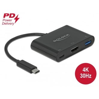   Delock USB Type-C  adapter 4K 30 Hz   s HDMI-hez A- és USB Type-C  PD porttal (64091)