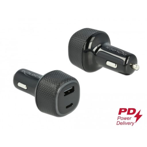 Delock Autós tölto USB Type-C PD 3.0 és A-típusú USB 63 W-tal (64108)