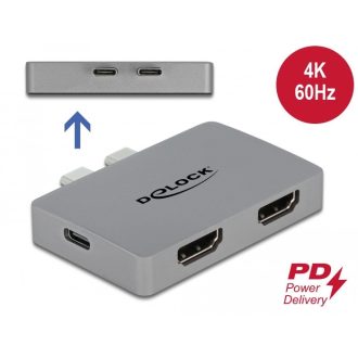   Delock Kettős HDMI adapter MacBook-hoz 4K 60 Hz és PD 3.0-s (64123)