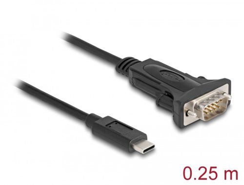 Delock Adapter USB Type-C - 1 x soros RS-232 D-Sub 9 tűs apa csavarokkal 0,25 m (64125)