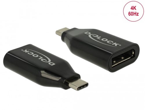 Delock Adapter USB Type-C  csatlakozódugóval - DisplayPort csatlakozóhüvellyel (DP váltakozó mód) 4K 60 Hz