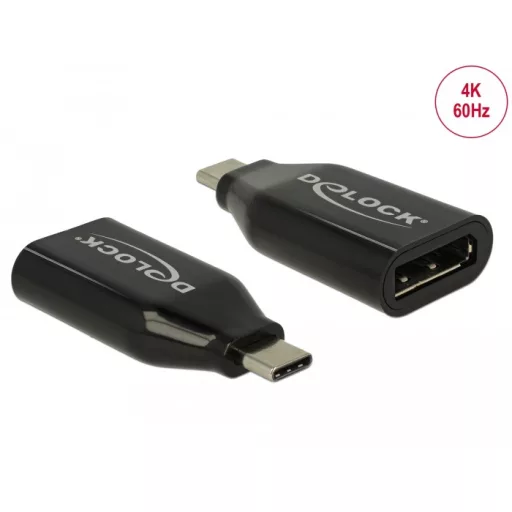 Delock Adapter USB Type-C  csatlakozódugóval - DisplayPort csatlakozóhüvellyel (DP váltakozó mód) 4K 60 Hz (64151)