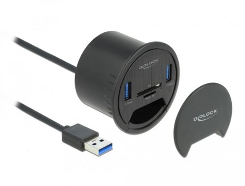 Delock 2 portos asztali hub 2 x SuperSpeed USB Type-A és kártyaolvasó SD és Micro számára